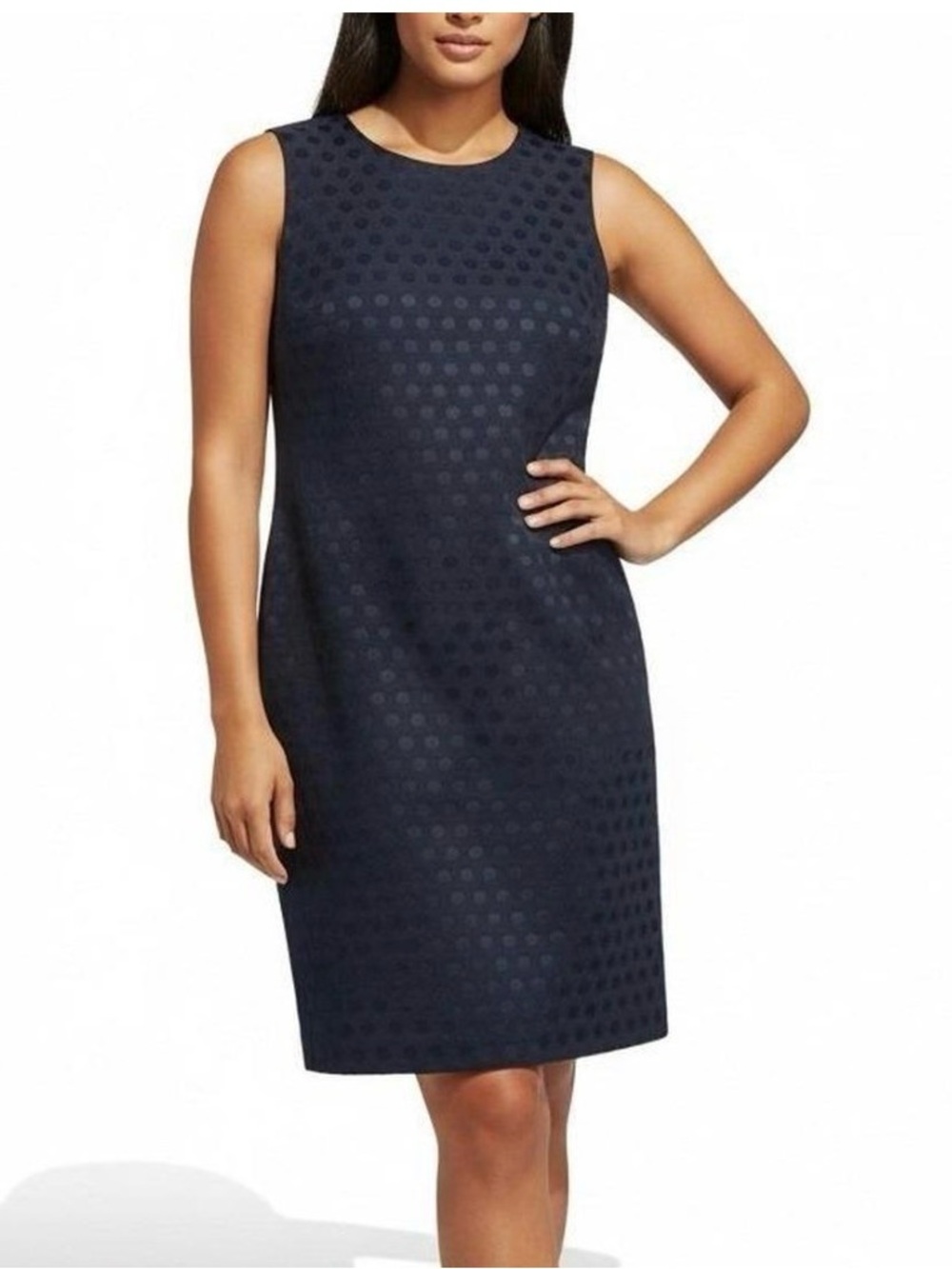 GAP Navy Textured Polka Dot Shift Dress